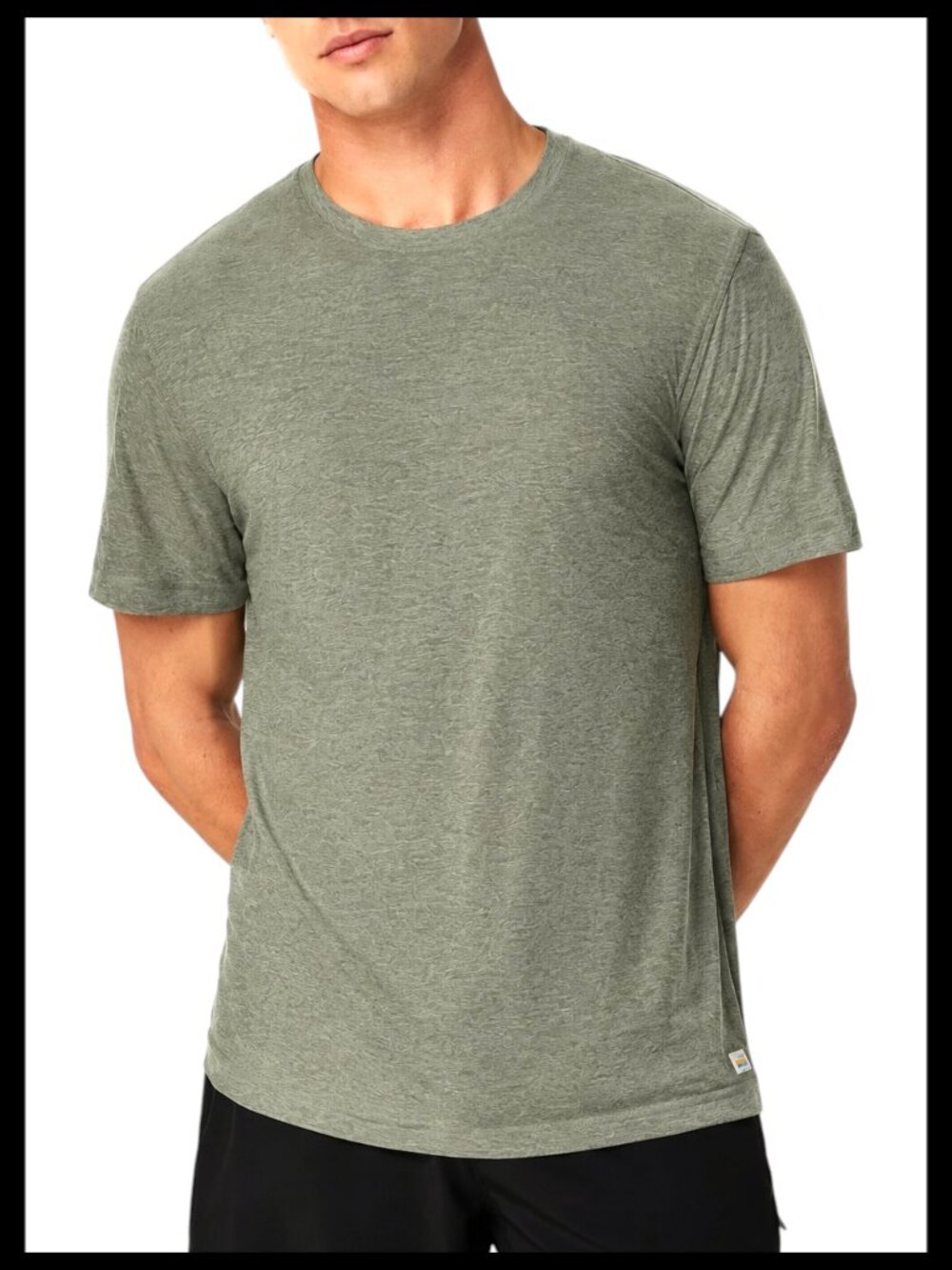 Vuori Strato Tech Tee Heather Green Sage Performance Crew Neck M